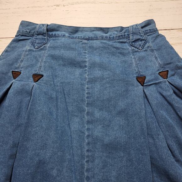 Frontier Classics Molly Maxi Skirt Denim Jean Western Pleated Prairie Large 14 - Picture 4 of 8